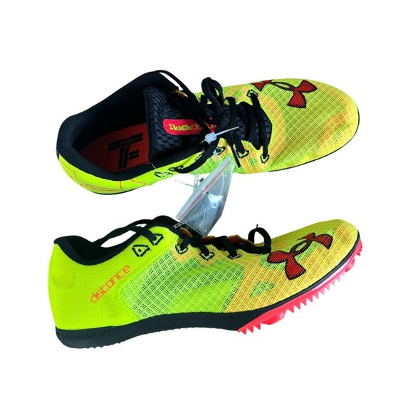 Under Armour Unixes Sprint Spikes Shoes Neon Yellow/Red Size Mens 11.5/Womens 13 - Picture 3 of 13